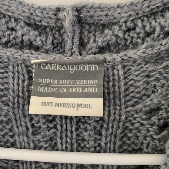 Carraigdonn Made in Ireland Rare Merino Wool Sweater‎ open cardigan vest gray M - Picture 2 of 12